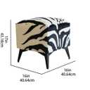 COZOYO Zebra Faux Fur Ottoman, Upholstered Foot Stool - 16 x 16 x 17 Inches, Cube Footrest with Solid Metal Legs for Living Room, Bedroom & Entryway (Zebra)