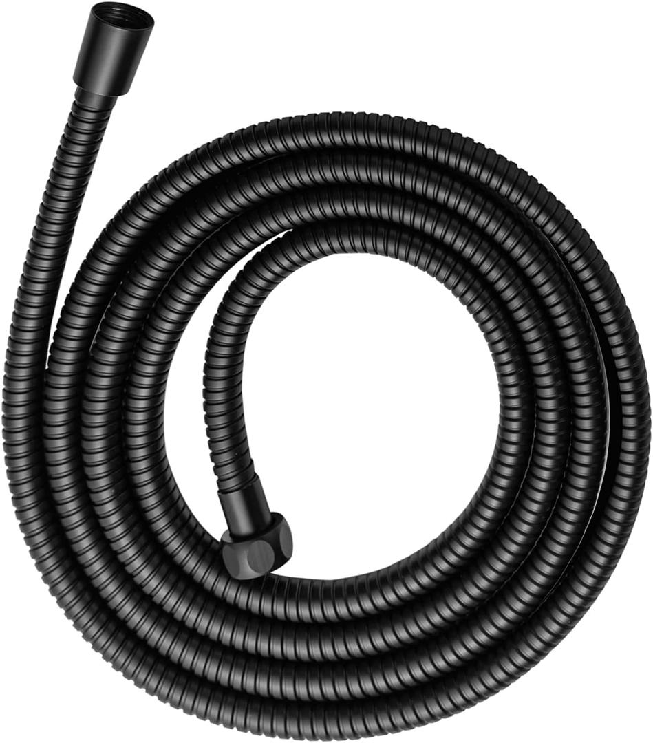 OFFO Shower Hose, 100 Inch Kink Free Stainless Steel Shower Hose Attachment Electroplating Handheld Shower Head Hose Flex Hoses Extension with Brass Insert & Nut for Pet Bathing Cleaning, Matte Black