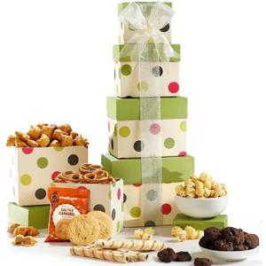 Broadway Basketeers Gift Basket Tower | Gourmet Food Gift Basket with Sweet & Savory Treats | Perfect Thank You Gift Baskets for Birthdays, Holidays, and Celebrations | Premium Snack Gifts