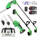 Cordless Pole Hedge Trimmer Electric Shrub Trimmer Long Reach Pole Saw for Tree Trimming 20V Handheld Grass Cutter, Hedge Trimmers Cordless with Battery for Garden, Lawn, 2 Batteries