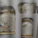 fanquare Floral Canisters with Gold Trim, Ceramic Decorative Countertop Jars, Farmhouse Porcelain Cookie Jar and Sugar Bowl Set with Airtight Lid