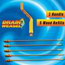 FlexiSnake Drain Weasel Sink Snake Hair Clog Remover Tool, Pipe, Bathroom, Bathtub Cleaner, 18-inch, Made in the USA, 5 Wands and Removable Handle