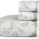 Laura Ashley - Flannel Sheets Queen Size, Anti-Pilling & Wrinkle Resistant Cotton, Touchably Soft for All-Season Comfort - Bed Sheets with Matching Pillowcases & Fitted Sheet (Fawna Grey)