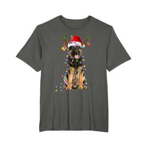German Shepherd Dog Tree Christmas Lights Dog Lover Pajama T-Shirt Size Large
