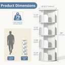 DUMOS 4 Tier Rotating Bookshelf Tower, Spinning Bookshelf for Small Space, 18.1"D x 18.1"W x 50"H
