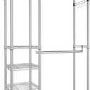 Simple Trending Heavy Duty Clothing Rack Loads 750 LBS, Garment Racks with Adjustable Shelves for Hanging Clothes, Metal Wardrobe Closet, Chrome