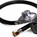 DOZYANT Vertical 5 Feet Propane Regulator and Hose Universal Grill Regulator Replacement Parts, QCC1 Hose and Regulator for Most LP Gas Grill, Heater and Fire Pit Table, 3/ 8" Female Flare Nut
