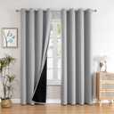 ChrisDowa 100% Blackout Curtains for Bedroom with Black Liner, 2 Thick Layers Total Blackout Thermal Insulated Grommet Window Curtains 84 Inch Long 2 Panels Set (Light Grey, 52 x 84 Inch)