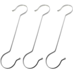 3PCS Stainless Steel S Hooks, 11.8 inches, Silver, No Punch Hooks for Hanging Kitchen Utensils, Plants, Wind Chimes