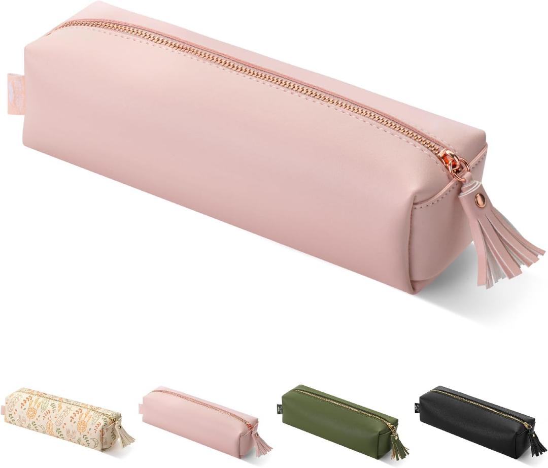 Mr. Pen- PU Leather Pencil Case, Pink, Pencil Case Small Pencil Pouch Aesthetic