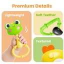 iPlay, iLearn Baby Maracas Rattle Toy, Infant Animal Shaker Rattles Set, Newborn Sensory Teething Rings, Tummy Time Carseat Stroller Crib Toy, Birthday Gift 3 4 6 7 9 12 18 Month Old Toddler Girl Boy