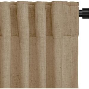 INOVADAY Linen Curtains for Living Room Bedroom, Back Tab Sheer Privacy Curtains 2 Panels, Light Filtering Farmhouse Drapes W50xL108 Rust Brown