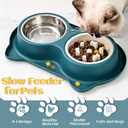Slow Feeder Dog & Cat Bowls - 3-in-1 Slow Feeding & Water Bowl | Non-Slip Mat & Stainless Steel Bowls | Final Loss Leader Sale | Limited Stock While Supplies Last. (Blue)
