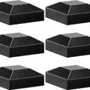 Dunzy Aluminum Fence Post Caps 2" x 2" Black Post Caps Fence Topper Pressure Fit Post Cover for Mailbox Metal Wood Plastic Vinyl Iron Deck Railing(6 Pcs)