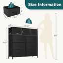Dresser for Bedroom with 9 Drawers, Anti-Tip Tall Fabric Chests Storage Organizer Tower Furniture with Wooden Top Metal Frame for Clothes, Closet, Living Room, Hallway, Entryway