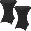 Yahpetes Chair Covers 2 Pcs Cocktail Tablecloth Round Spandex Lycra Stretch Covers Tablecloth for Bar, Wedding, Cocktail (Black, 24" x 43")