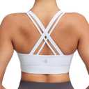 RUNNING GIRL High Impact Sports Bra for Women,Criss-Cross Back Top with Moulded Cups Womens Sports Bra High Support (White, S)