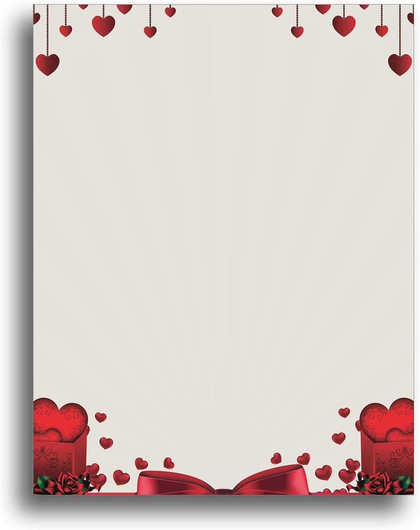 Love Hearts Romantic Stationery Paper - 80 Sheets