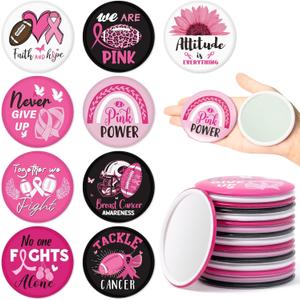 Y1tvei Breast Cancer Awareness Mirrors - 36Pcs Pink Ribbon Motivational Encourage Gift for Christian, Survivor Portable Mini Mirror Inspirational Thanksgiving Birthday Gifts for Christmas Party Favors