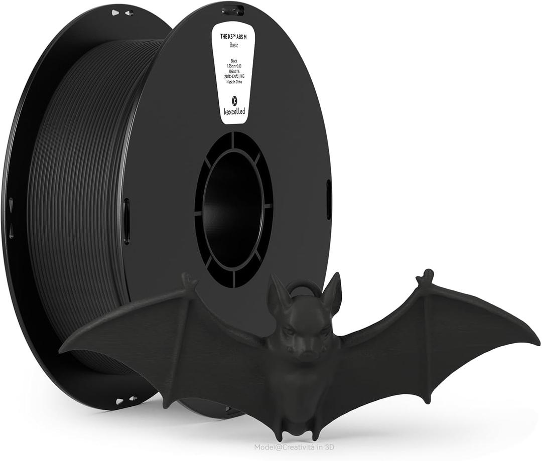 kexcelled Matte ABS Filament 1.75mm Black, Matte 3D Printer Filament ABS 1kg,High Heat Resistance, Dimensional Accuracy +/- 0.03mm, Fit Most FDM Printer