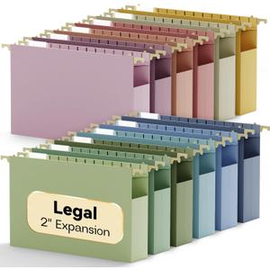 Legal Size Hanging File Folders Extra Capacity,12 Pack Plastic 2" Expandable Hang Folder with Tabs,Hanging File Organizer for File Frame/File Box/File Drawers,Sturdy Folders for Filing Cabinet