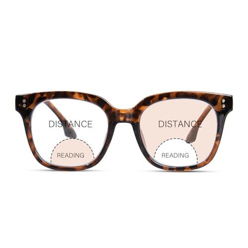 ZESAKER Bifocal Reading Glasses for Women Men Oversized Blue Light Blocking Clear Top Computer Readers (Tortoise, 3.0)