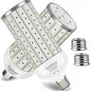 FanNicoo 2 Pack 500W Equivalent LED Corn Light Bulb 5500 Lumen 6500K 60W Large Area Cool Daylight White E26/E27 Medium Base for Outdoor Indoor Garage Warehouse Factory Workshop Street Backyard