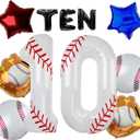 40 Inch Baseball Balloons Set 10th Birthday Party Decorations for Boys, Baseball Number 10 Balloon for Sports Theme Party Supplies