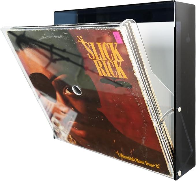 Acrylic Vinyl Record Wall Storage Display Box – Clear Front-Opening LP Album Holder for 12x12 Records – Dust-Proof Record Display Shelf, Wall Mounted Vinyl Record Storage, Record Holder Wall Mount