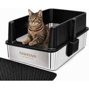 304 Stainless Steel Litter Box, XL Open Top with High Sides