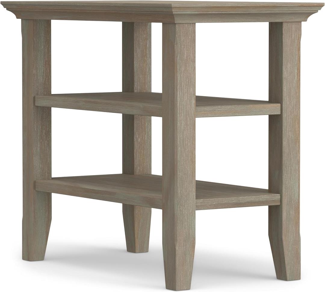SIMPLIHOME Acadian 14" Wide Solid Wood End Table in Distressed Grey