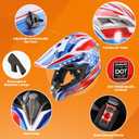 OUMURS DOT Adult Dirt Bike Helmet with Goggles Gloves & Mask Adjustable Sun Visor Motorcycle Adult ATV Helmet Off-Road Motocross Downhill Moped MX BMX for Unisex Adult-188-Blue Star, Medium