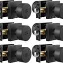 Goldenwarm Matte Black Privacy Door Knobs Interior, Zinc Alloy Matte Black Door Knob, Modern Keyless Bedroom Bathroom Door Knobs, Adjustable & Reversible - 6 Pack
