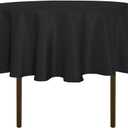 sancua 48 Inch Round Tablecloth (Fits 20-36 Inch Tables), Water Resistant Spill Proof Washable Polyester Table Cloth Decorative Fabric Table Cover for Dining, Buffet Parties and Camping, Black