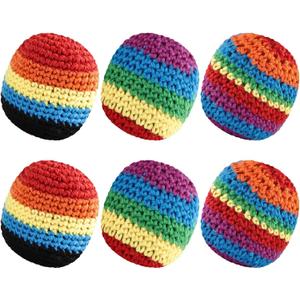 6 Packs Footbag, 2026 Upgraded Assorted Foot Bag Crochet Footbag for Adults, Juggling Balls for Beginners, Multicolored Geometric Pattern