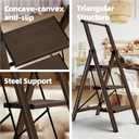 HillhutApex 3 Step Foldable Aluminum Step Ladder with Handgrip, Anti-Slip Pedal, 330lbs Capacity, Lightweight & Portable for Home, Kitchen, Office, Garage (Walnut)