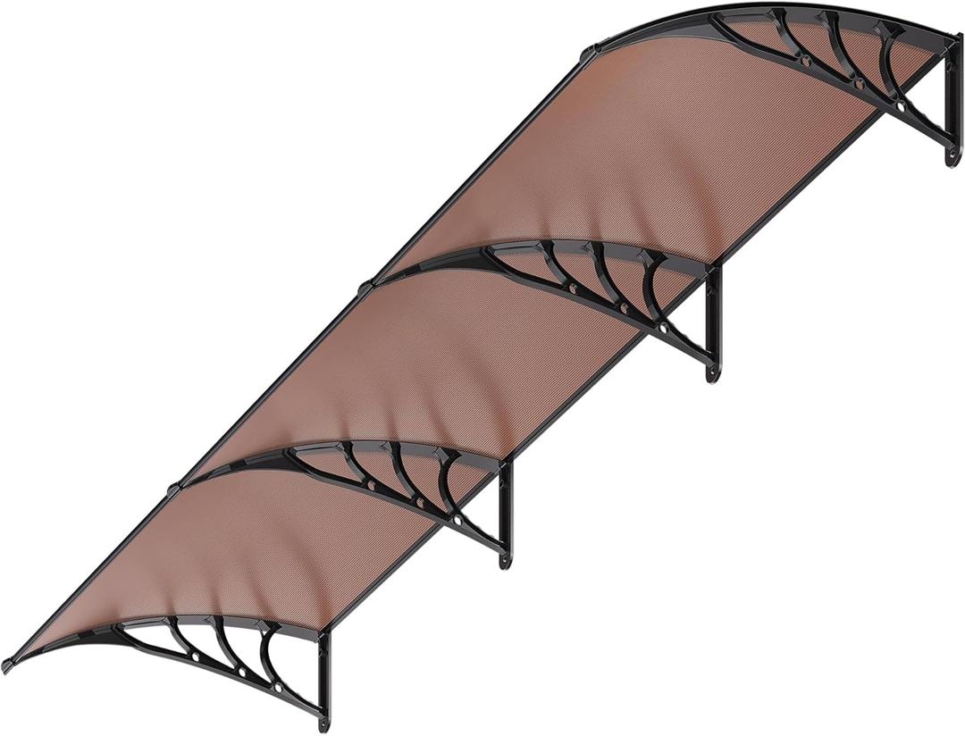 VIVOHOME Polycarbonate Window Door Awning Canopy Brown with Black Bracket 40 Inch x 120 Inch