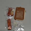 Lanyard Wallet with Id Badge Holder, Brown RFID Small Keychain Wallet Women Wristlet, Minimalist Zipper Credit Card Holder Phone Wrist Neck Strap for Key Name Tag, Teacher Student Office Gift