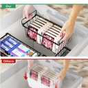 iSPECLE Freezer Organizer Bins - 4 Pack Small Stackable Deep, Bins for 7 Cu.Ft, Easy Get Bottom Foods without Digging, Chest Freezer Organizer Prevent Frozen Food Waste, Black