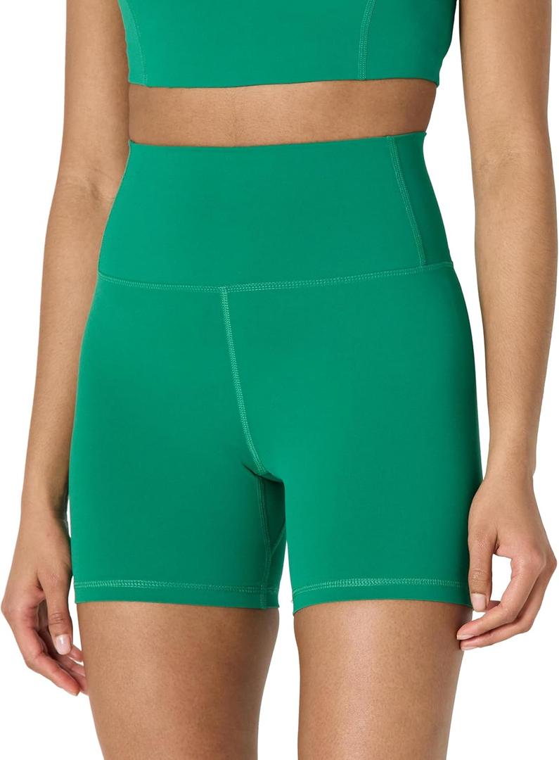 Amazon Essentials Women's Active FormFlex Buttery Soft High Waist Yoga Biker Shorts (XX-Large, Emerald Green)