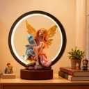 Fairy Dragon Figurine Lamp - Fairy Collection Pixie Statue with 6.15 inch LED Circle Table Lamp for Gifts,Fantasy/Bedroom/Bookshelf/Desk Decoration