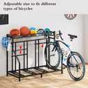 Bike Rack Storage Stand Organizer Floor Holds 4 Bicycle Parking Freestanding Adjustable Garage Indoor Outdoor Bike and Sports Storage Station, Black (4 Bike Stand)
