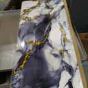 10pcs Thick Marble Peel and Stick Waterproof Wall Panels,Heat-Resistant Backsplash Tile, 23.6"x11.8" PVC Foam Wall Sticker for Kitchen,Living Rooms,TV Walls,Blue and Gold (Not Real Tile 19.4Sq. Ft.)