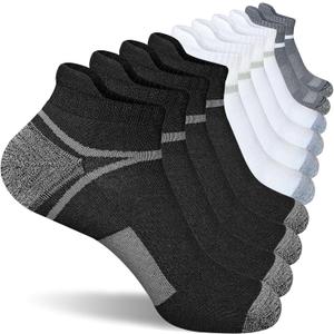 suaskk Men's Athletic Cushioned Ankle Socks, Comfort Wicking Anti-Blister Running Sock 5 Pairs (M)