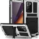 CHENXI for Samsung Galaxy Note 20 Ultra Case, Aluminum Metal Gorilla Glass Waterproof Shockproof Military Heavy Duty Sturdy Protector Cover Hard Case for Samsung Galaxy Note 20 Ultra (Silver)