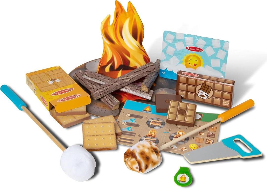 Melissa & Doug Let's Explore Campfire Smores Set with Toy food & Kids Play Kitchen Accessories, Preschool Learning Toys for Girls & Boys 3+