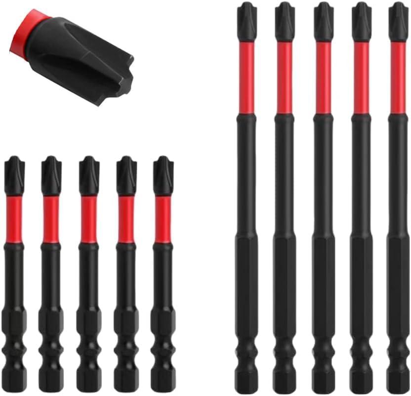 FPH2 Impact Screwdriver Bit Set - 65mm & 110mm Slotted Heads 1/4 Inch Hex Shank, Cross Slot Screw Driver Drill Bits Used Electricians CNC Machined Tips with Magnetism,(20pcs), 