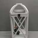 Farmlyn Creek Wooden Decorative Lantern Candle Holder with Glass Hurricane for Fireplace, Rustic Tabletop Decor (White, 6 x 15 in)