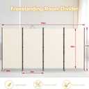 Kokorona 4 Panel Room Divider, 6FT Tall Folding Privacy Screen Wall Dividers, Portable Privacy Screen Freestanding Room Divider for Room Separation, Included - Cover Strips, Beige, 136''W x 71''H
