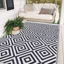 Reversible Mats for Outdoor Patio, Plastic Straw Modern Area Rug, Floor Mat for RV, Backyard, Deck, Picnic, Beach, Trailer, Camping (Diamond Black & White, 4' x 6')